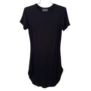All For You Tunic Dress Size Medium Crewneck Short Sleeve Solid Black Minimalist